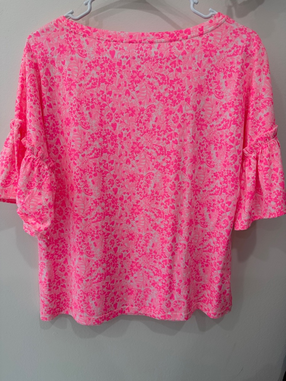 Lilly Pulitzer Pink Floral Ruffle Sleeve Top - Picture 6 of 6